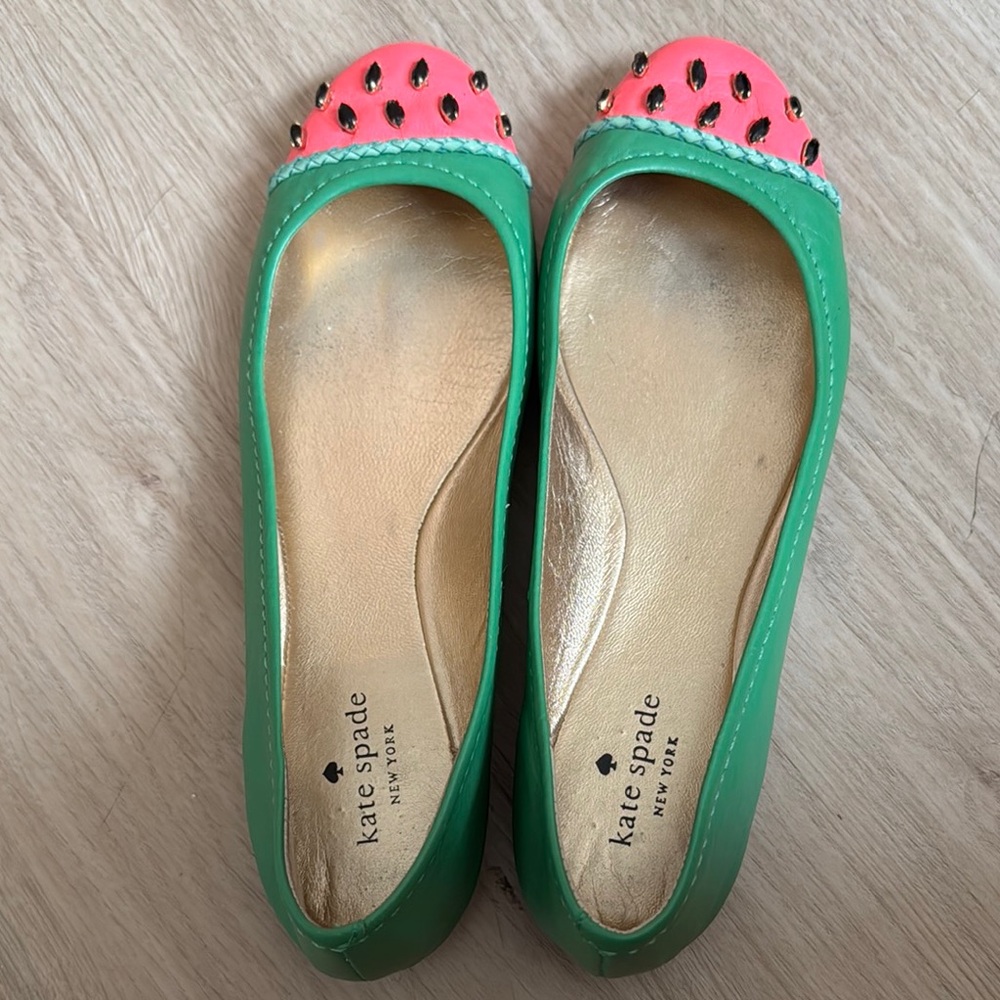 Kate Spade Green and Pink Watermelon Flats